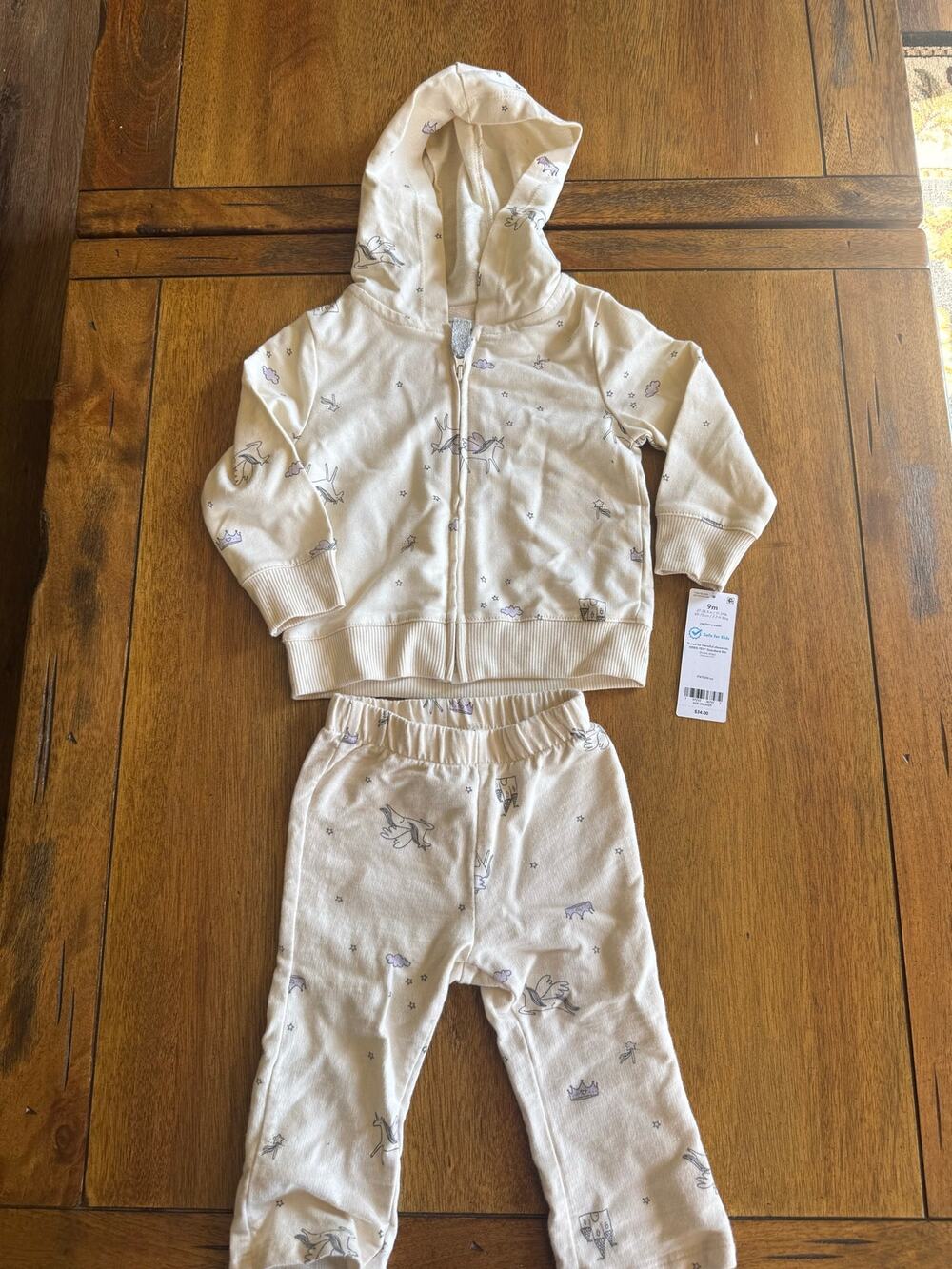 NWT Carter’s Unicorn Hooded Zip Jacket Pants Set 9M 2 Piece (Retail $34)